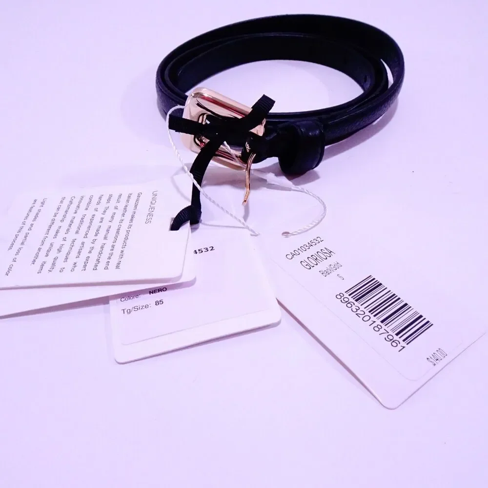Veronica Beard Gavazzeni GLORIOSA Leather Gold Buckle Belt Sz XS and S NWT 140